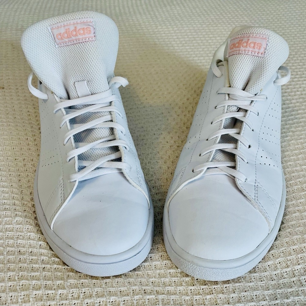 Adidas Advantage Womens Sneakers White Pink Low Top Tennis Shoes Size 8.5 - Picture 2 of 12